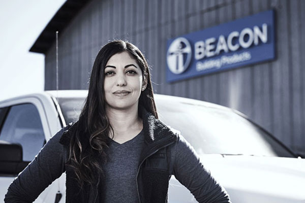 female roofing pro at a beacon branch