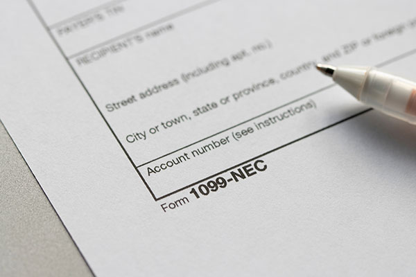 A close-up of a 1099-NEC tax form.