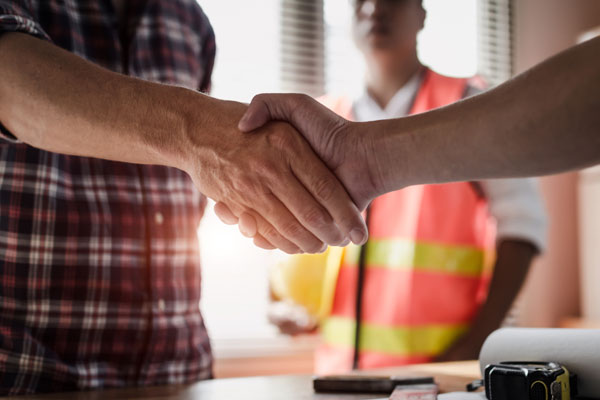 A handshake with a contractor