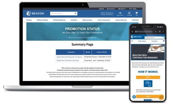 beacon pro+ manufacturer rebate tracking